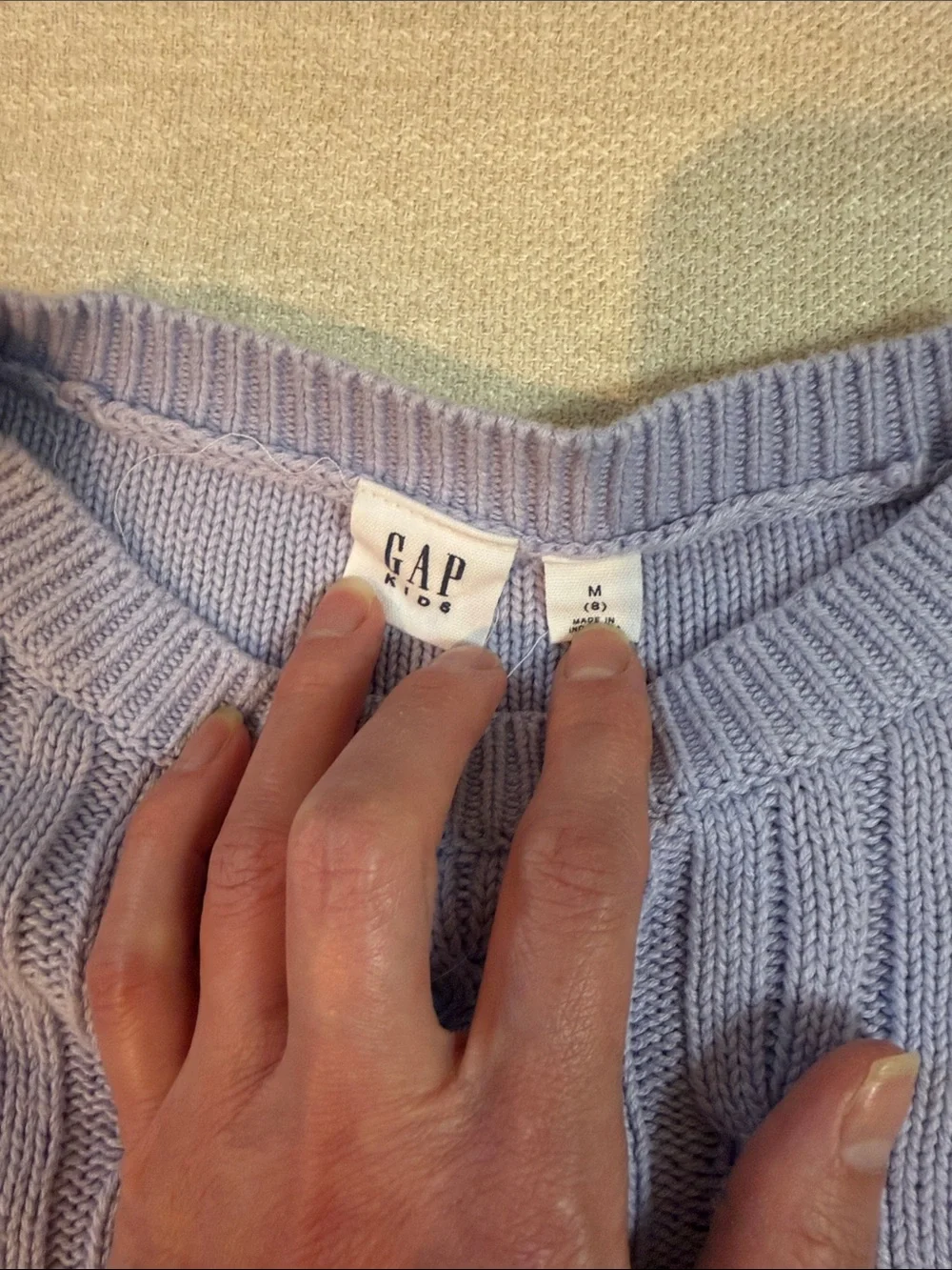 GAP Cable Knit Crewneck Sweater - Lavender Blue